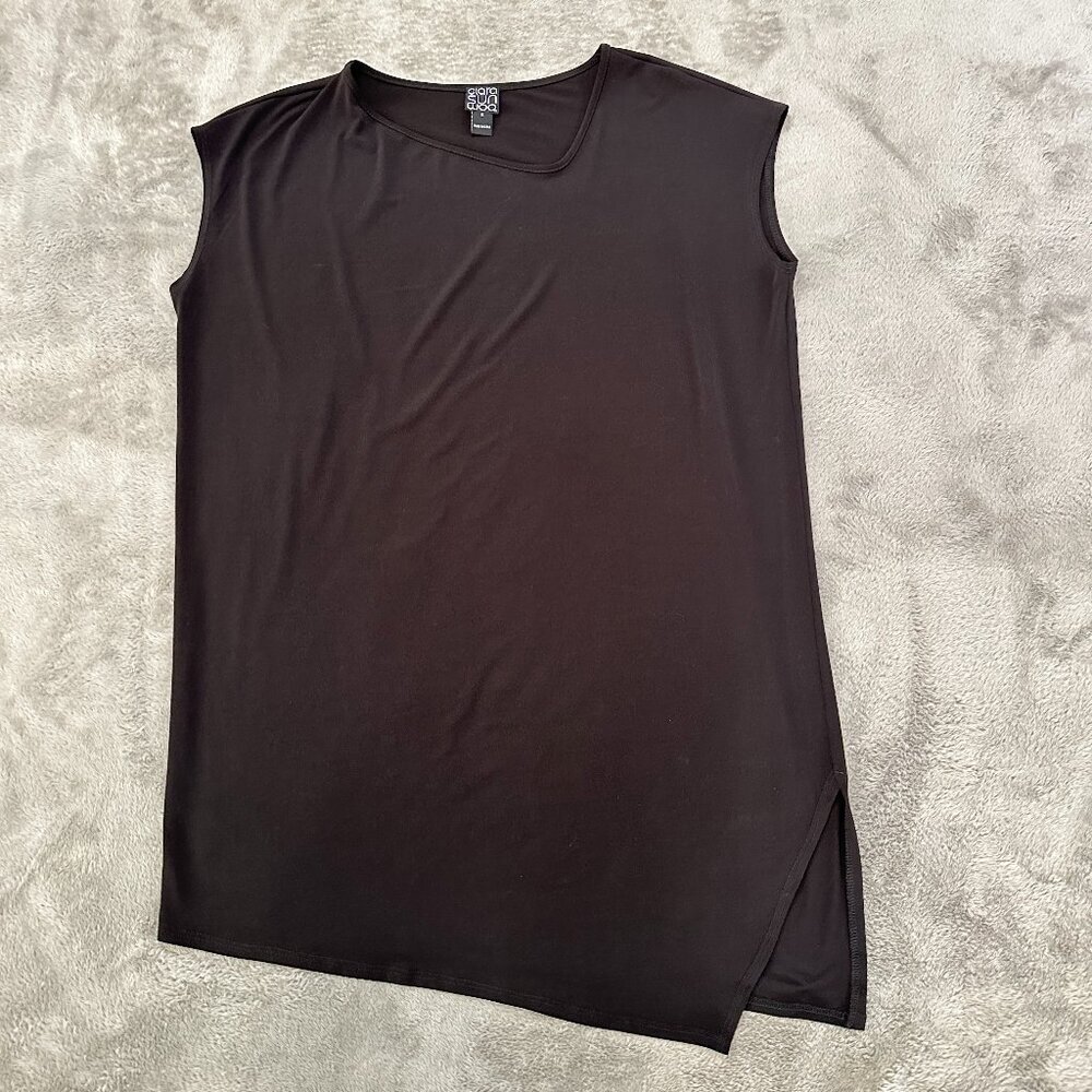 Clara Sun Woo Black Long Top Tunic Shirt Women's SMALL